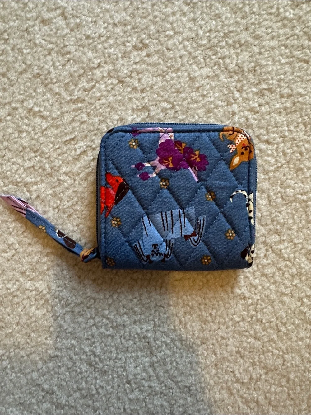 Vera Bradley Quilted Dog Zip Wallet - Blue